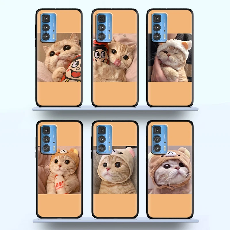 

Cute Funny Cat Pattern for Motorola Moto Edge G50 G60S E20 20 G10 E7i G40 X3 E6S E6i Pro Power 5G Black Phone Case Cover