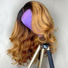 1B27 Ombre Цвет медовый светлый кружевной передний парик Свободные волнистые перуанские Remy человеческие волосы парики предварительно выщипанные 180% отбеленные узлы