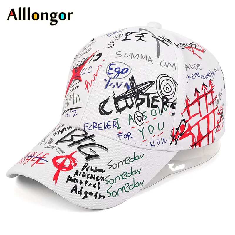 Бейсболка с граффити мужская женская шляпа лето Snapback надпись: Hip Hop Gorra Hombre Casquette Femme корейский стиль Кепка s Белый Черный - Цвет: Color 4