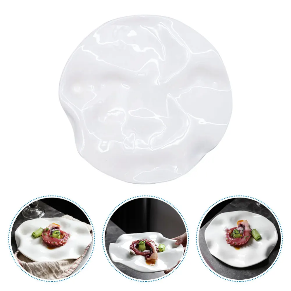 

1Pc French Restaurant Plate Creative Egg Plate Irregular Ceramic Dish (White)
