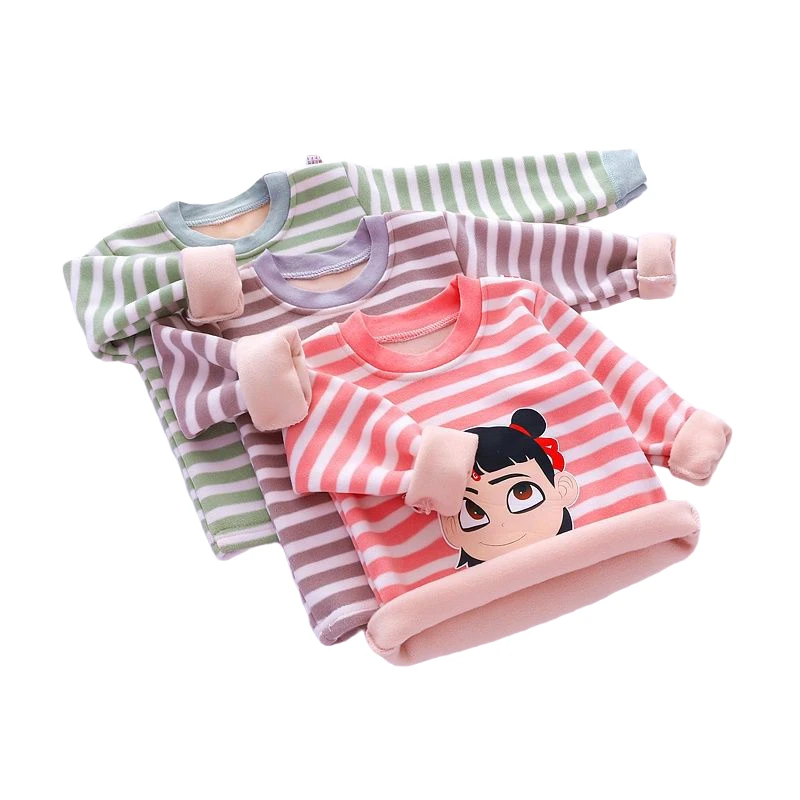 

Autumn Winter Children Sweatshirt Fleece Padded Clothes Full Sleeve Sweaters Kids Boy Girl Cute Cartoon Top Warm Fashion Outwear