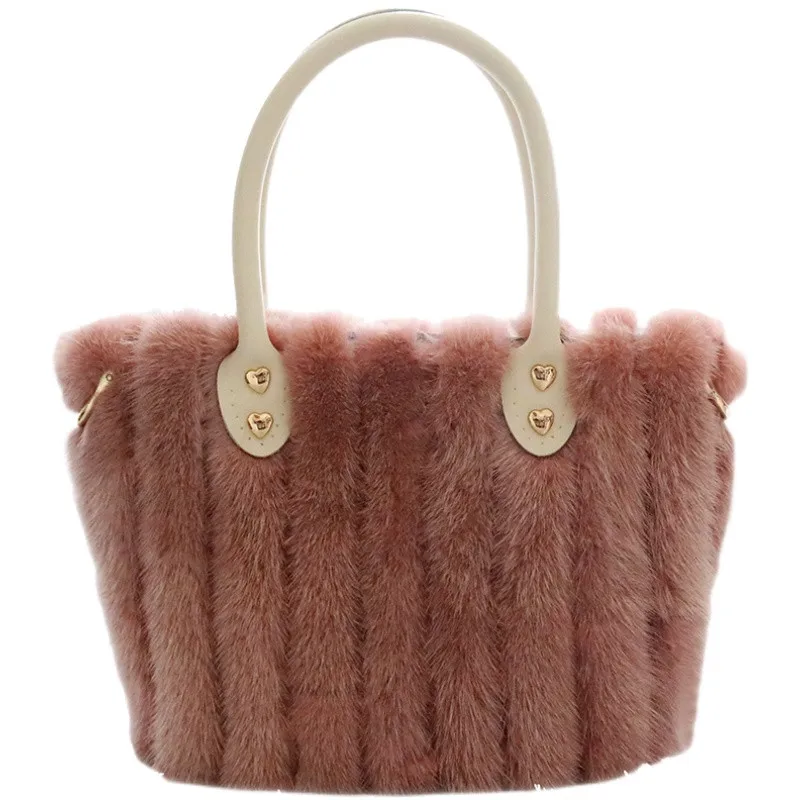 Fashion New Mink Fur Bag Tote Bag 2021 Winter New Women's Shoulder Portable Messenger Chain Bag