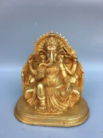 6tibet temple collection old bronze gilt elephant trunk god of wealth sitting buddha enshrine the buddha ornaments town house
