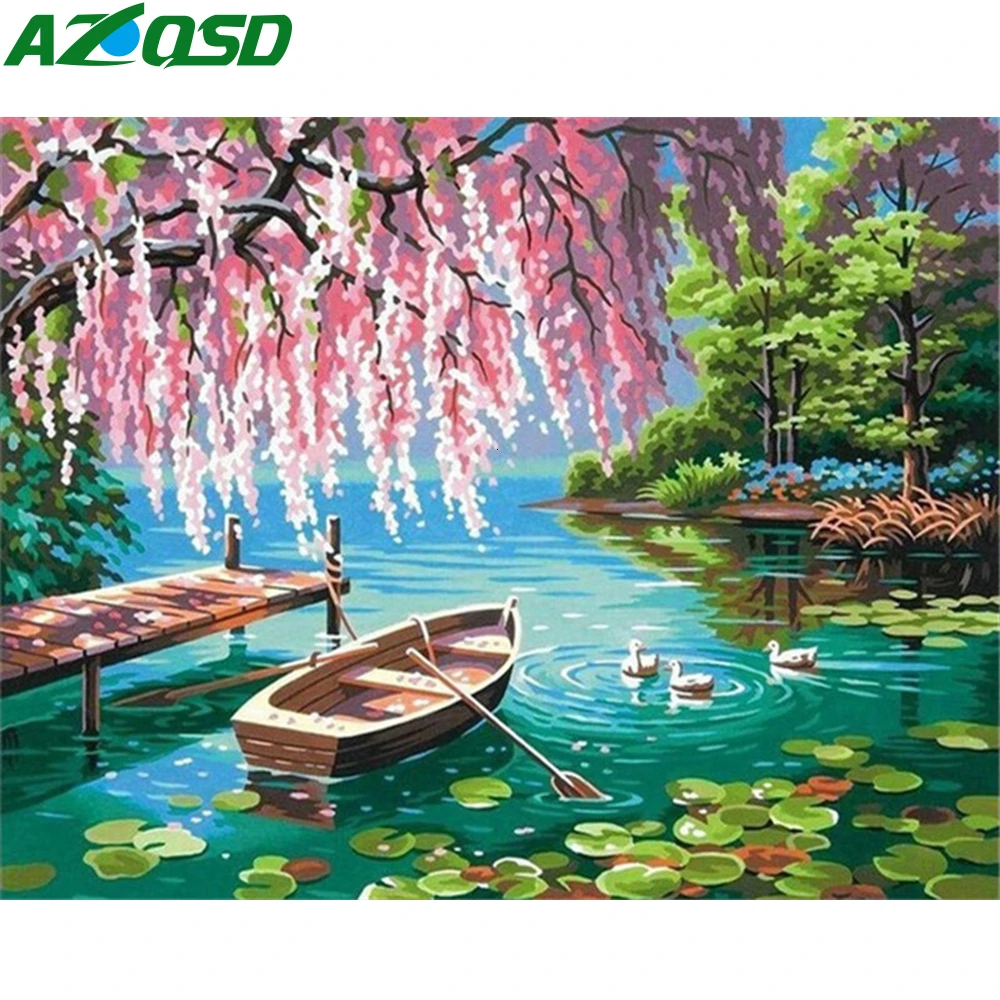 Azqsd картина по номерам пейзаж 50x40cm большие картины по номерам подарок ручной работы