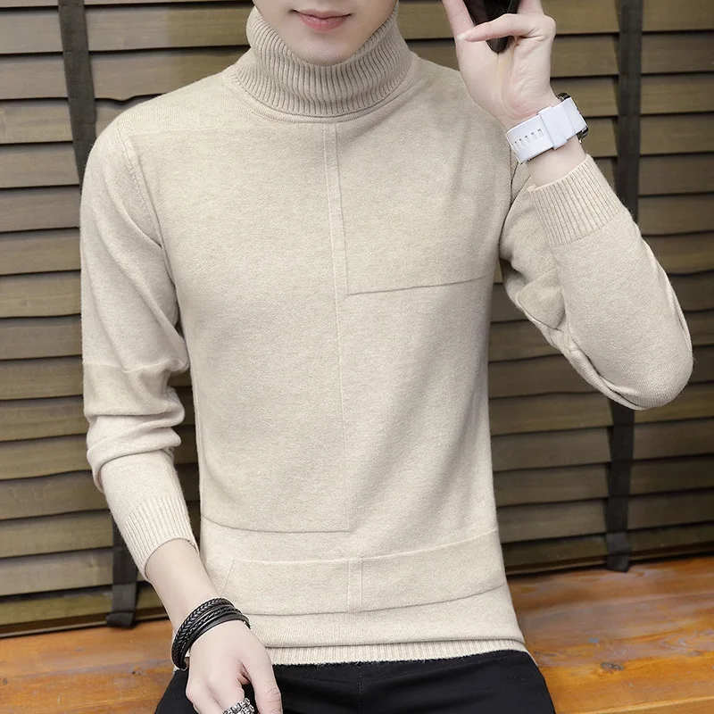 

Mens Sweater High Neck Solid Color Sweater Men's Sweater Fashion Men's Knitting High Neck Sweater Pullovers Casual