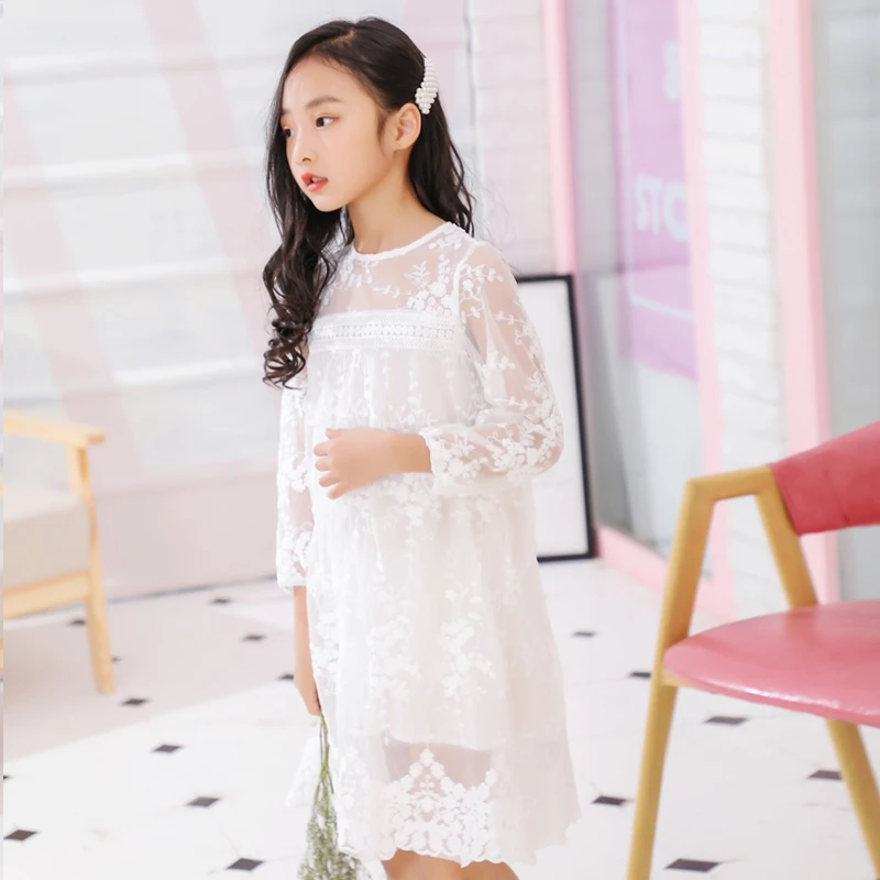 Платье принцессы для девочек модное кружевное платье с вышивкой и длинным
