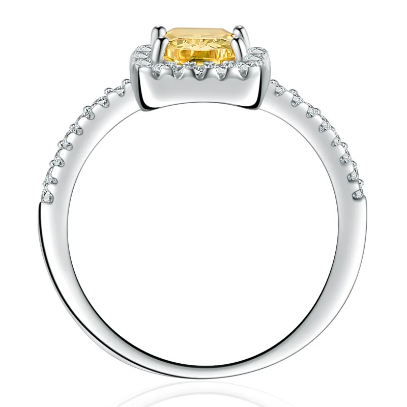 

Fashion Jewelry Cushion Shaped Dan Shaped Colored Diamond Ring Set with Yellow Diamond Pink Ring Romantic Jewelry for Women Gift