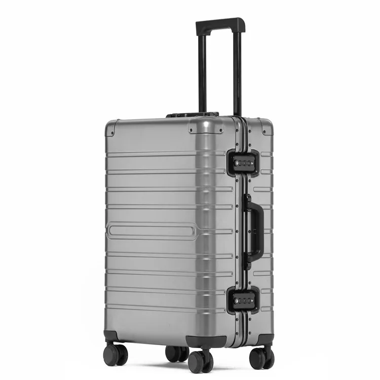 GRAY Carrylove Алюминиевый ручной чемодан 2" 24" 2" Спиннер металлический большой жесткий чемодан на колесиках - Цвет: GRAY
