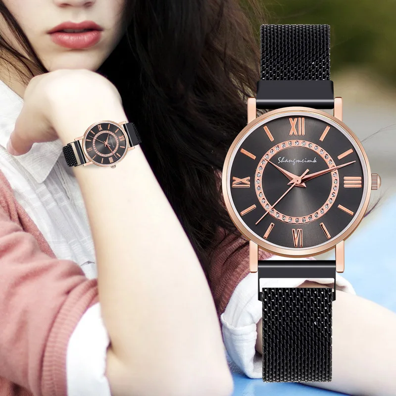 WJ 8838 простые магнитные пряжки кварцевые наручные часы для женщин классические