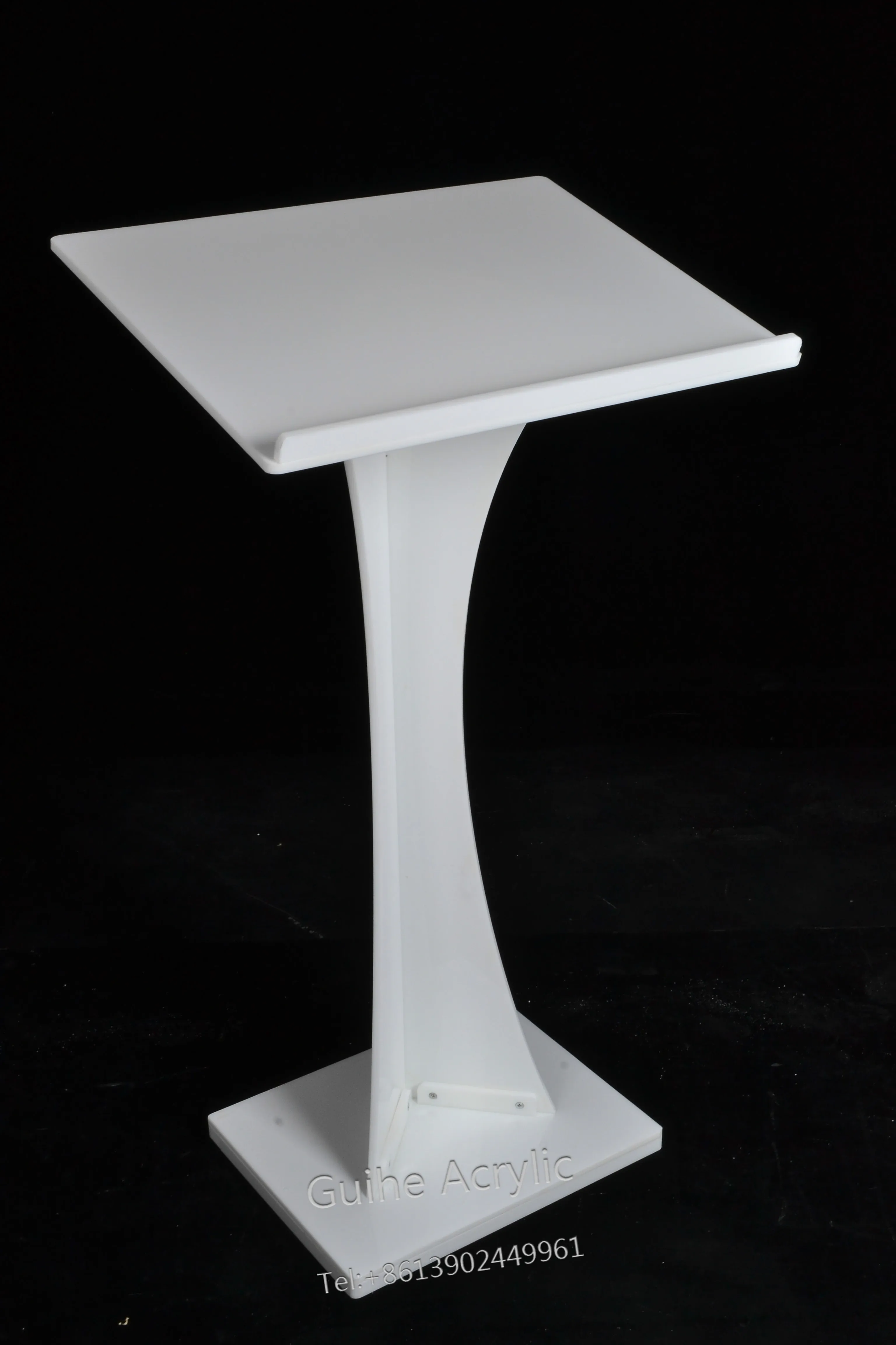 

GUIHEYUN White Acrylic Stand Up Lecture Business Church Podium Lectern
