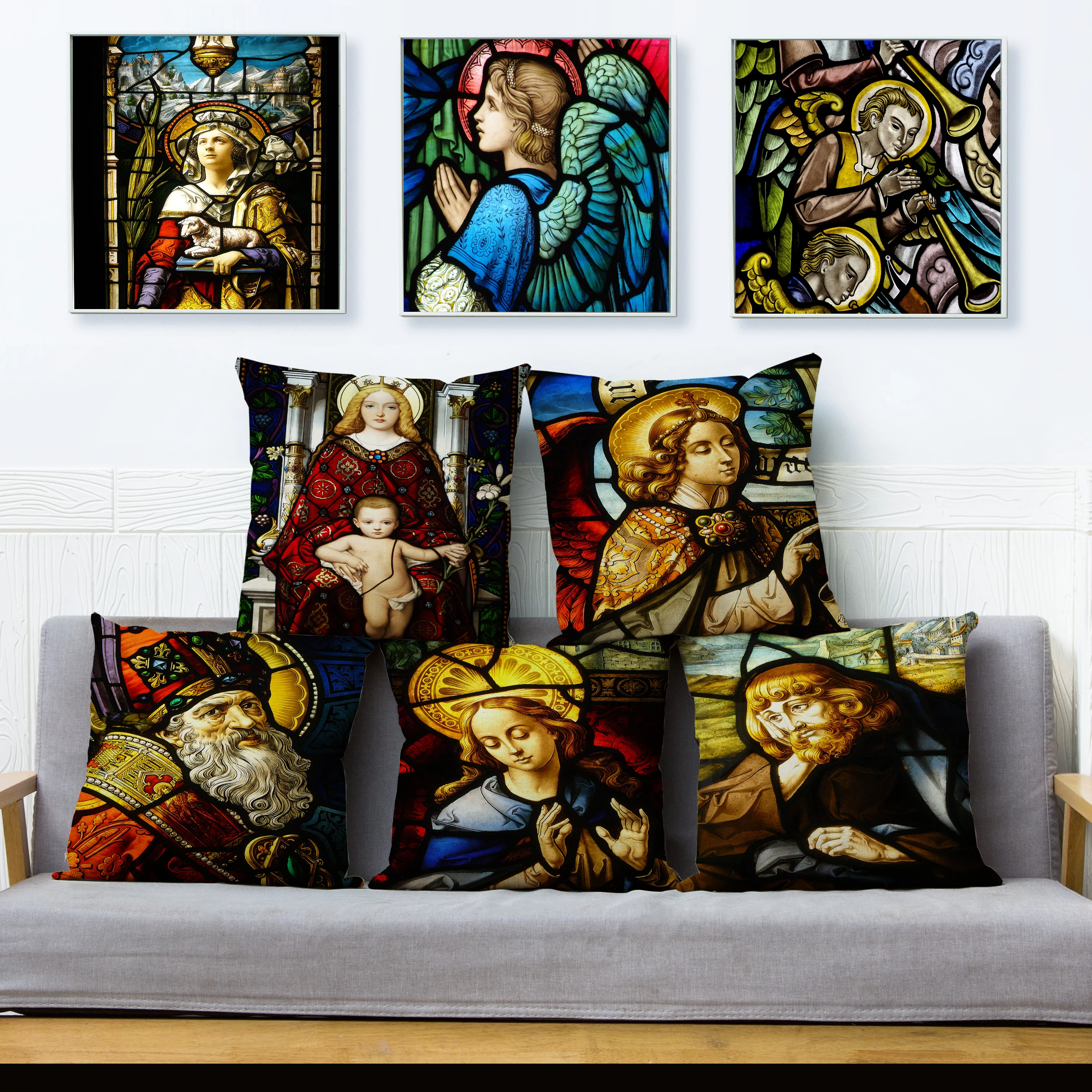 Европейский Винтаж портрет чехол для подушки с принтом церковное искусство