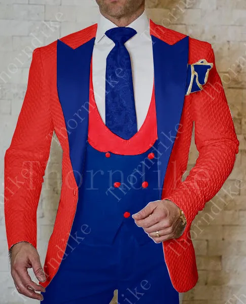 suit 15 Костюм Homme дизайн формальный смокинг 3 шт остроконечные лацканы свадебные костюмы для мужчин приталенный Белый Жаккардовый мужской костюм жениха - Цвет: suit 15