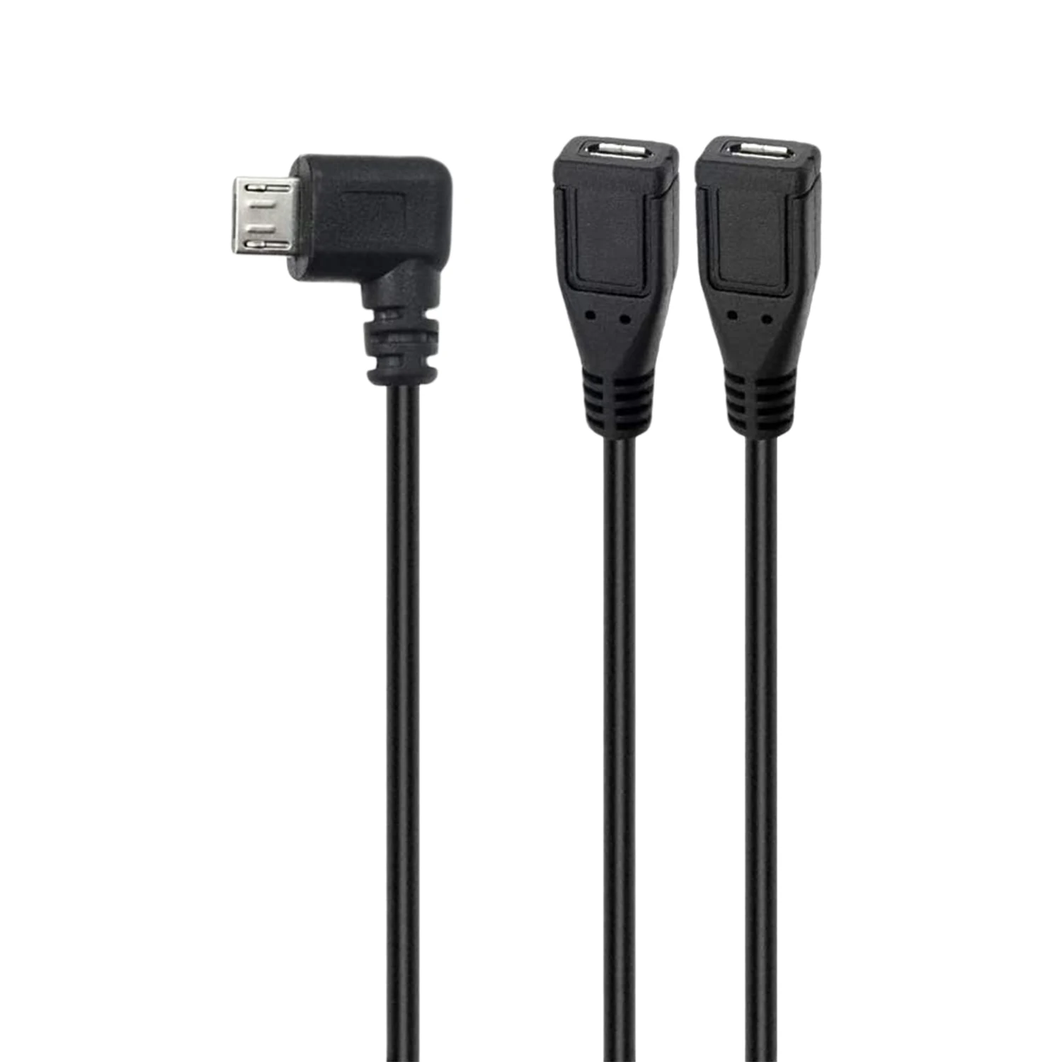 Кабель-разветвитель Micro USB 5-контактный штекер-2 гнезда левый угол для зарядки и