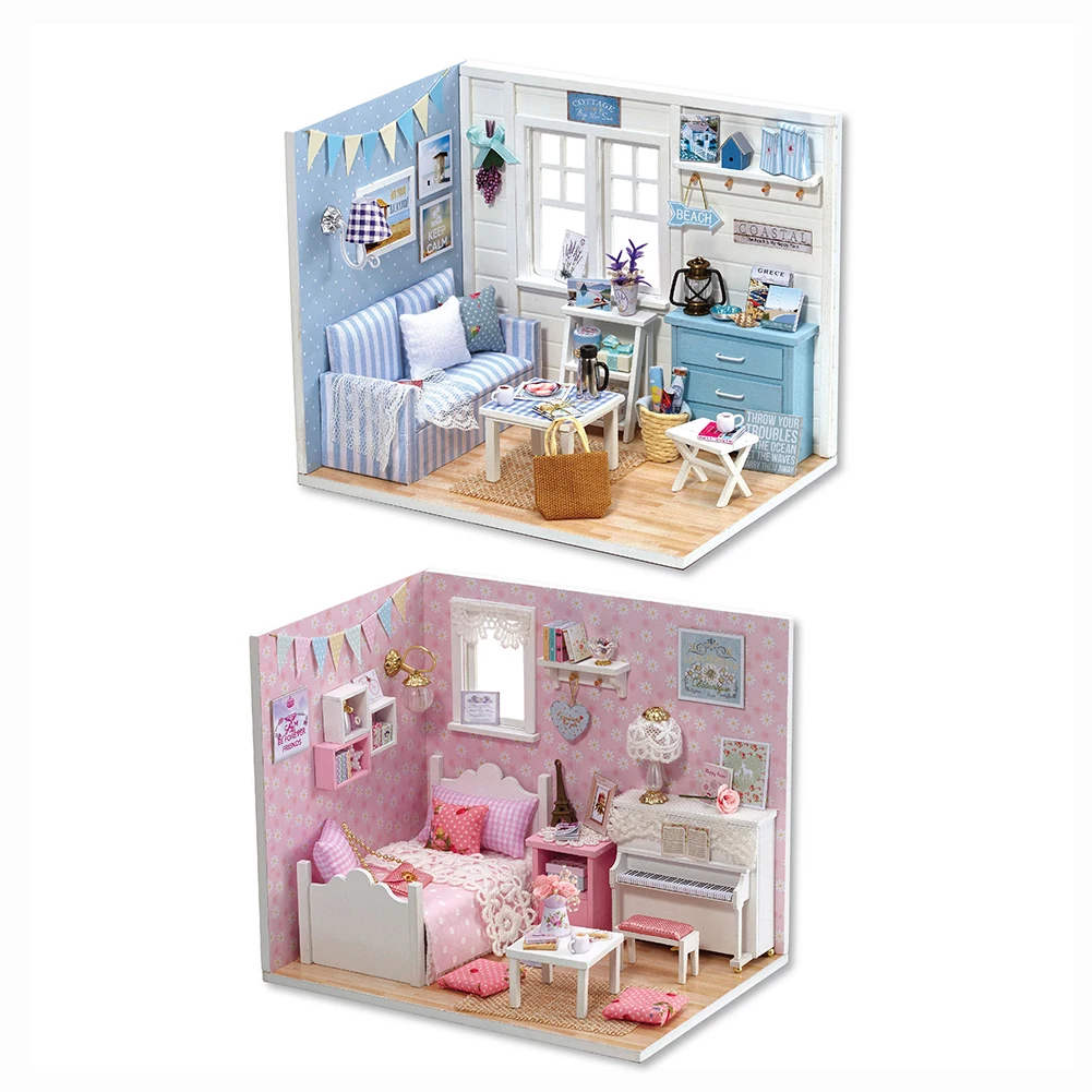 

3D DIY Miniature Dollhouse Wooden Assembling Furniture Hut Handmade Room Decor Miniature Dollhouse Model Toys Birthday Presents