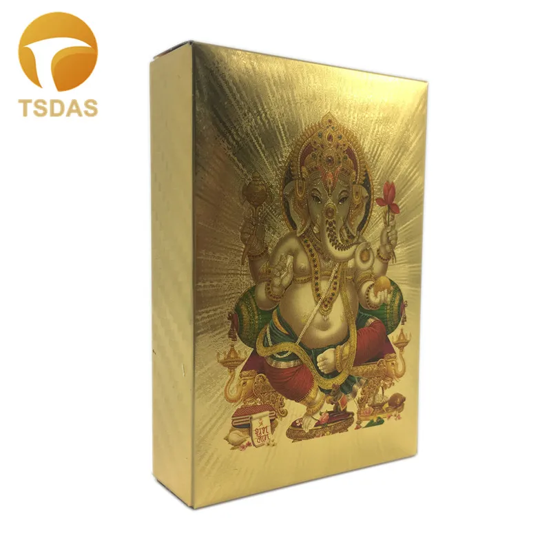 Цветные Позолоченные игральные карты 24k с гравировкой индийский дизайн Бога