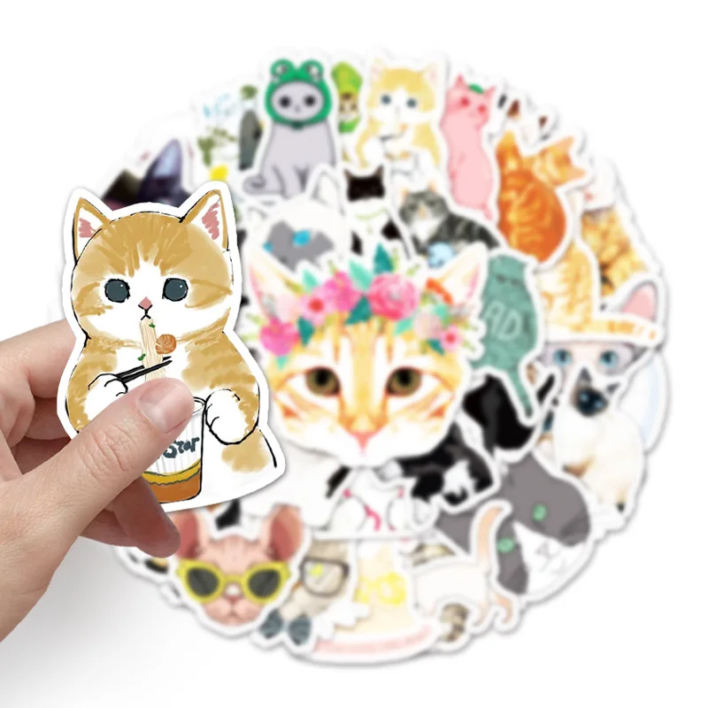 

10/30/50pcs Kawaii Cute Animal Cat Cartoon Graffiti Family Pet Stickers Gift Notebook Window Wall Water Cup Trolley Popular