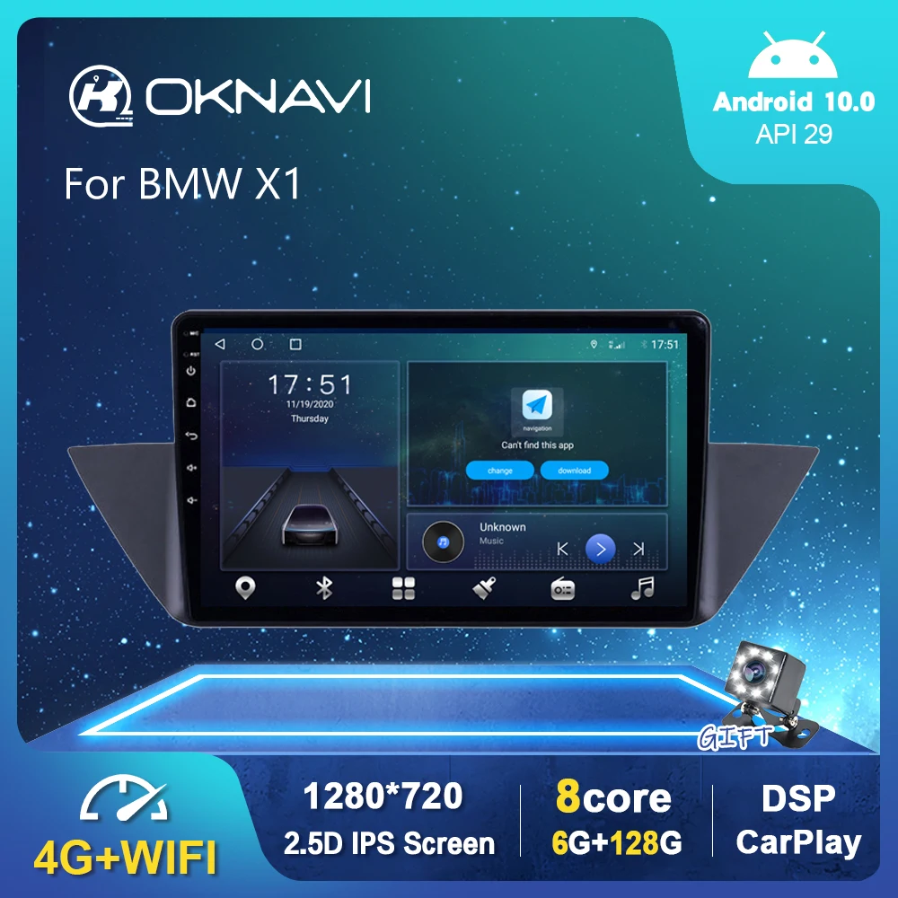 

Автомагнитола на Android 10,0, для BMW X1 2010-2015, GPS, видео, мультимедиа, стерео, Автомобильный плеер Carplay 6G, 128G, DSP, заднего вида, без DVD
