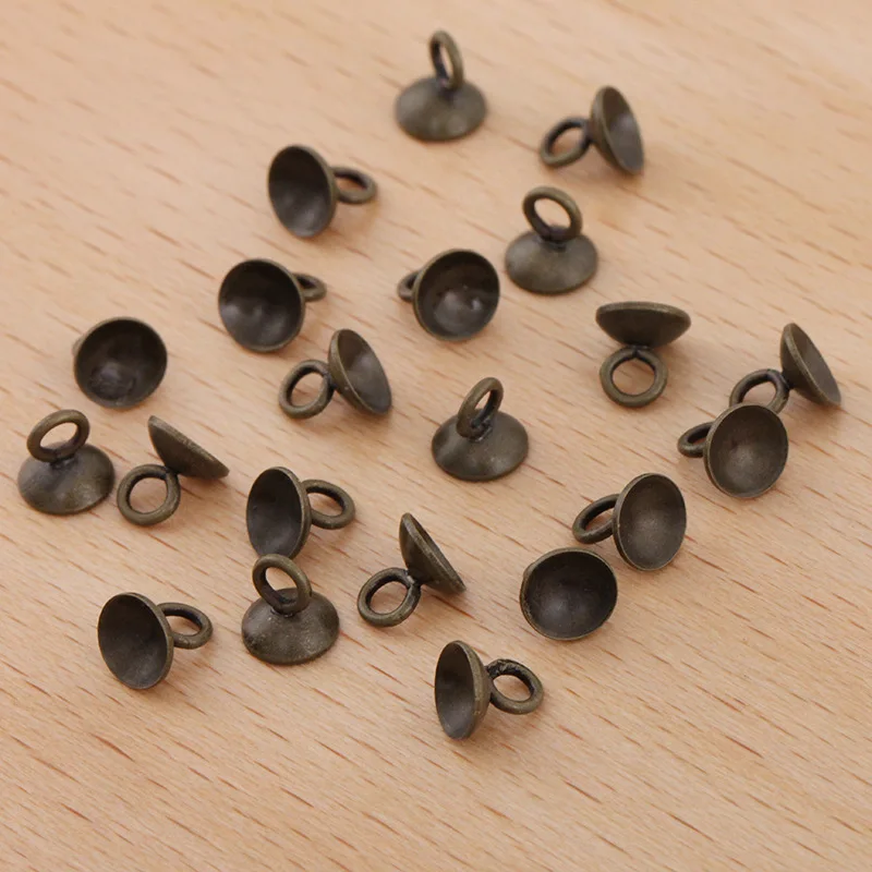 100 шт. античный бронзовый тон с латунным покрытием бусы колокольчик конец Шарм