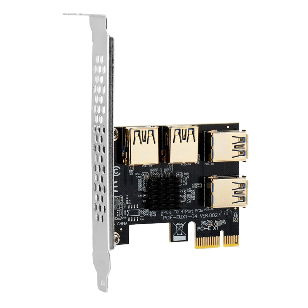 

PCI-E карта-адаптер PCI-E X1to X16 от 1 до 4 USB 3,0, усилитель концентратора, карта расширения, PCIe конвертер для майнинга биткоинов ETH