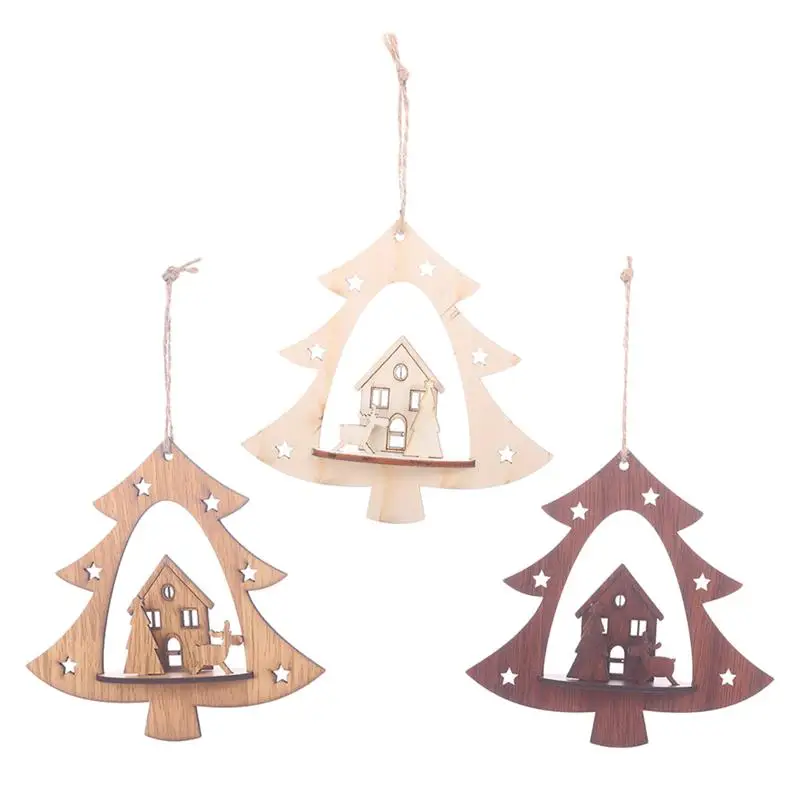 6 шт. DIY полые деревянные кусочки шпагаты Висячие Подвески украшения для