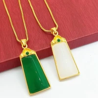 ethnic style chalcedony pendant chain yellow gold filled classic fashion womens lady jewelry gift