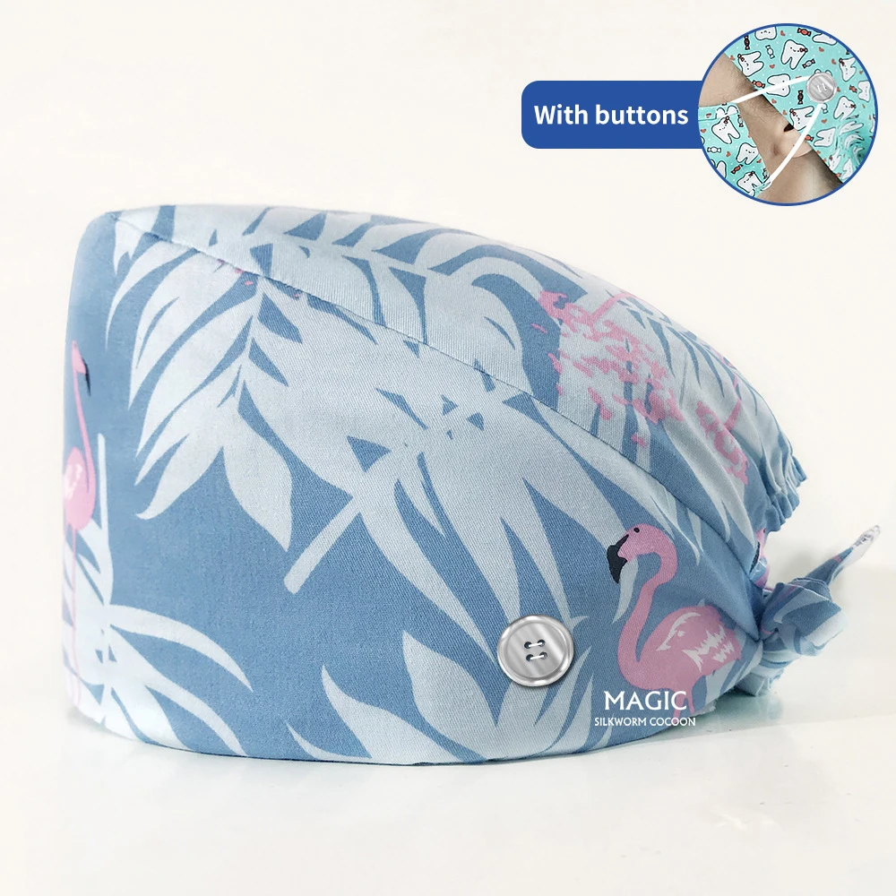 

Women's Operating Room Hats Pharmacy Nursing Cap Laboratory Pet Shop Doctor Hat Surgicals Hat Unisex Floral Operating Room Hat