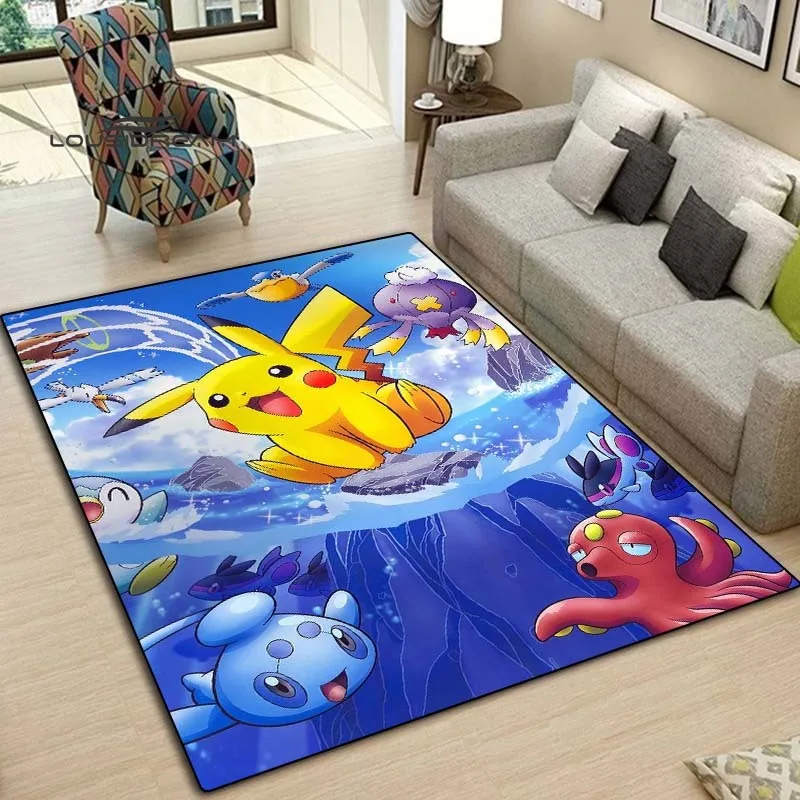 Pokemon Rugs and carpets for home living room Bedroom entrance Large area soft carpet 3D Fashion Cartoon Pikachu decoration mat | Дом и сад