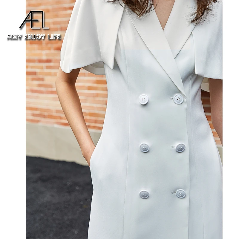 Платье-Блейзер AEL женское с рукавом-накидкой вечерние высокой талией элегантное