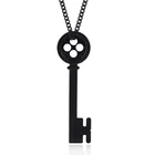 Анимационный фильм коралин и секретная дверь черная кнопка в форме ключа ожерелье из сплава кулон цепочка Ювелирные изделия Аксессуары