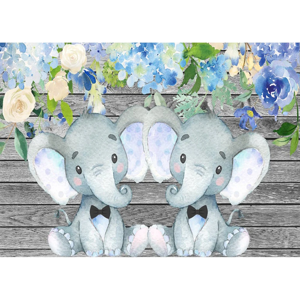 Фон для фотосъемки детей с изображением близнецов слона 7x5 футов фиолетовый