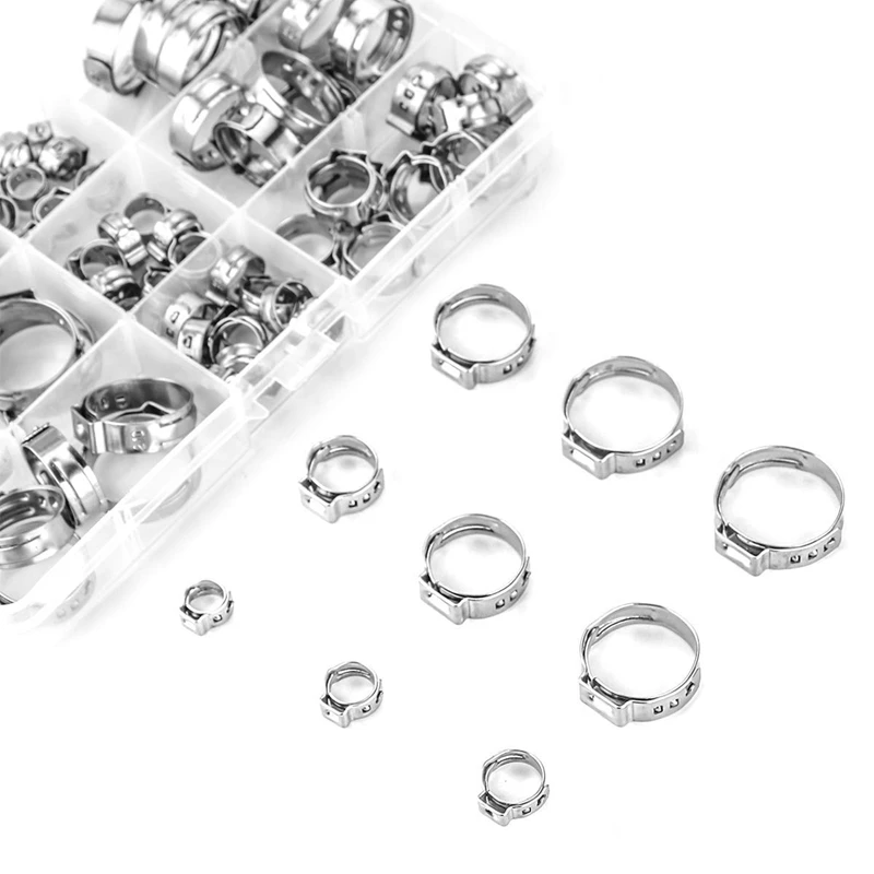 Одинарный хомут для шлангов из нержавеющей стали 80 шт. 6 23 мм обжимной Ассортимент