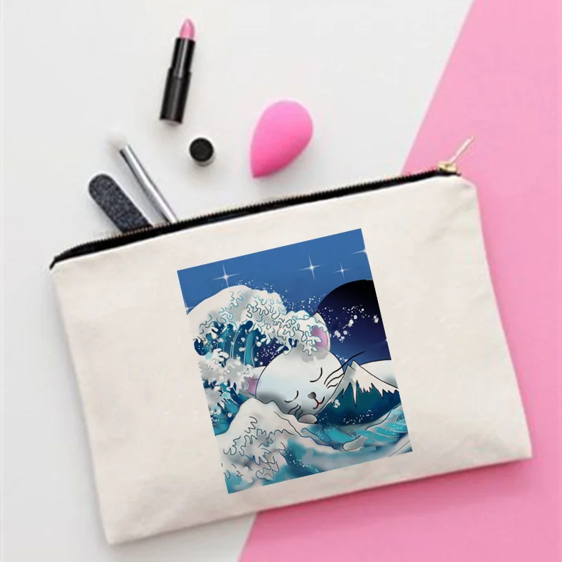 

2021 Women The Great Retro Wave purple Printed Fashion Women Cosmetics Organizer Bag for Travel Storage Bag for Lady Gift Bag
