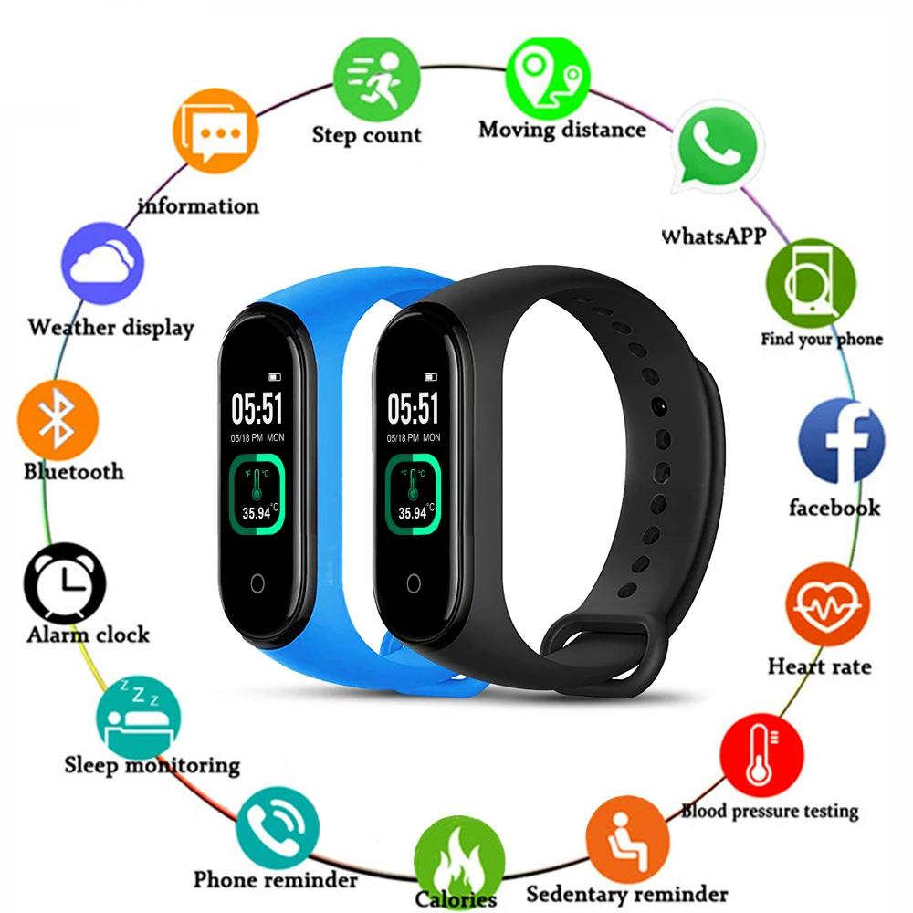 

M4pro Smart Watch Man Waterproof IP67 sport Fitness Tracker Blood Pressure Monitor Body Temperature measurement Smartwatch Ios