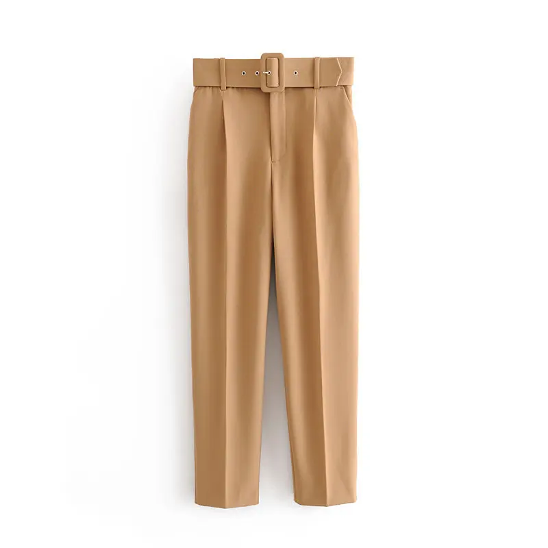 

Spring Summer Women's Pleated Multi-color Straight Pants Casual Solid Color Pants Trousers with Belt