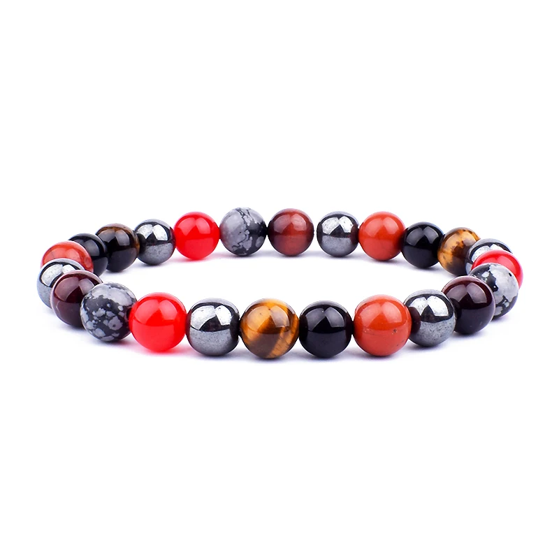 

Health Protection Men Bracelet Yellow Tiger Eye Hematite Red Jaspers Carnelian Obsidian Snowflake Bracelets for Women Jewelry