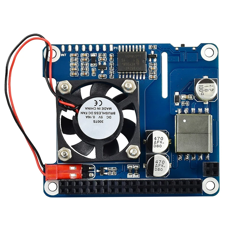 Raspberry Pi PoE HAT 802.3af Power Over Ethernet GPIO Expansion Board with Cooling Fan Optional CPU OLED for Pi 3B+ 4B images - 6