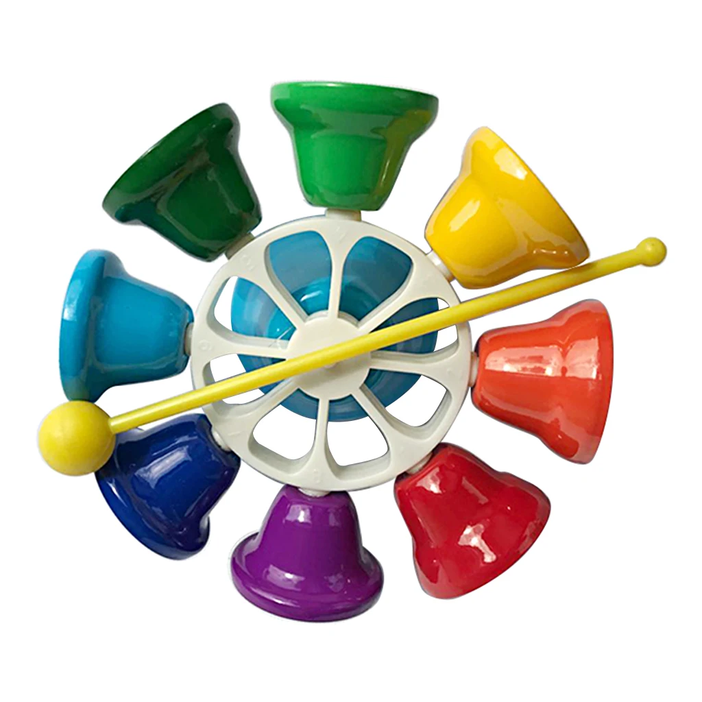 

Rotatable 8 Notes Music Bells Handbell with Song Books & Beater Set