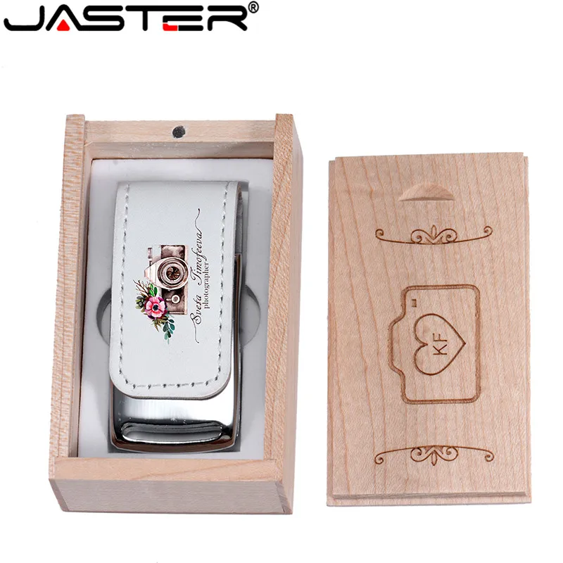 USB-флеш-накопитель JASTER 128 ГБ в деревянной коробке с логотипом компании |
