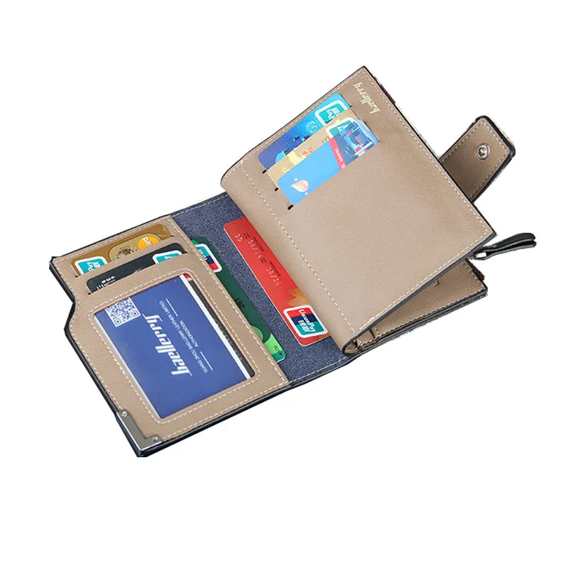

Men's Wallet Leather Solid Slim Wallets Men Pu Leather Bifold Short Credit Card Holders Coin Purses Business Purse Male