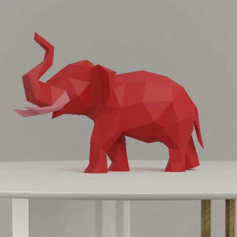 3D Красный Маленький слон фотобумага с животными модель сделай сам творческие