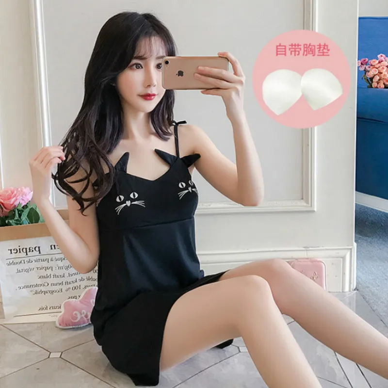 2021Summer Women's Nightdress Milk Silk Thin Sling Sexy Nightwear Sleep Tops Sexy Sleepwear Night Gown Women Nightgown