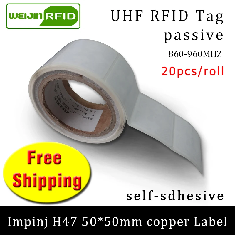 UHF RFID этикетка наклейка Impinj H47 печатные медные наклейки 915mhz868mhz EPC6C 20 шт Бесплатная