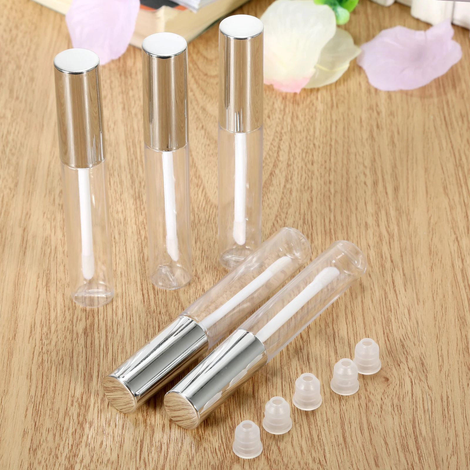 

5pcs 10ml Lip Balm Bottles Empty Lip Travel Gloss Containers Cosmetic Container Bottle Gloss Tube DIY Refillable Bottling Silver