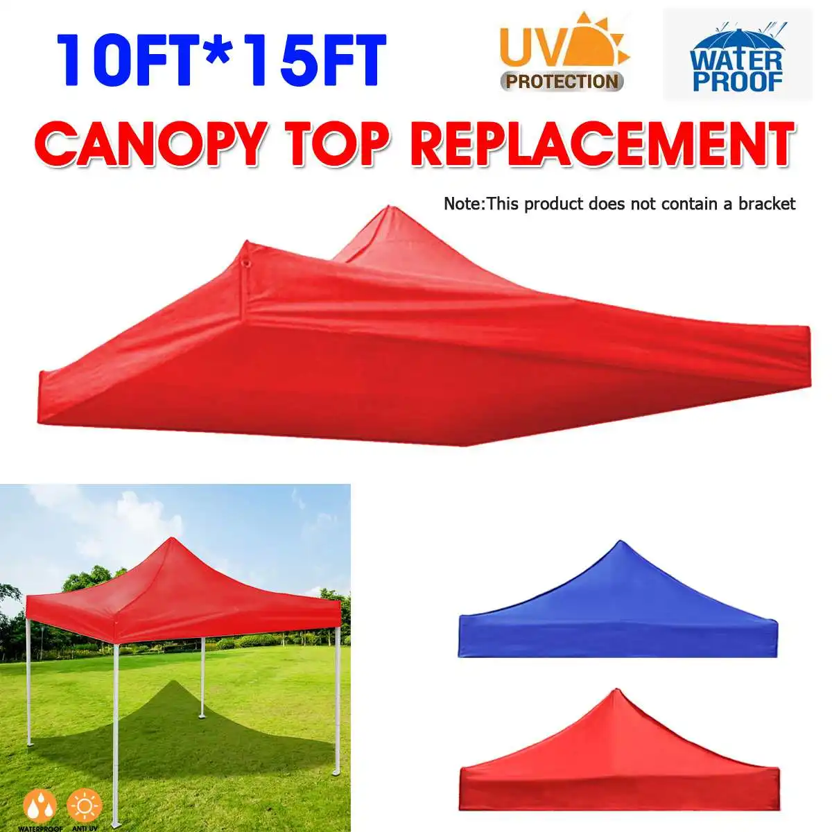 

10x10ft/10x15ft Folding Tent Top Canopy Replacement Cover Waterproof Rainproof UV Resistance Outdoor Beach Sunshade Tent Shelter