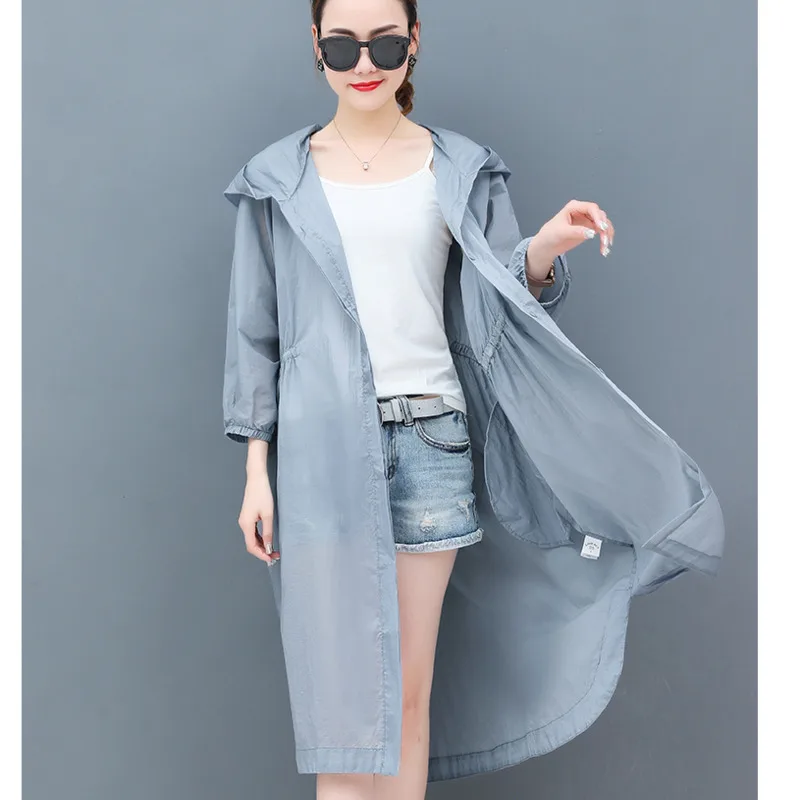 #5315 солнцезащитное пальто женская тонкая Летняя асимметричная ветровка женское