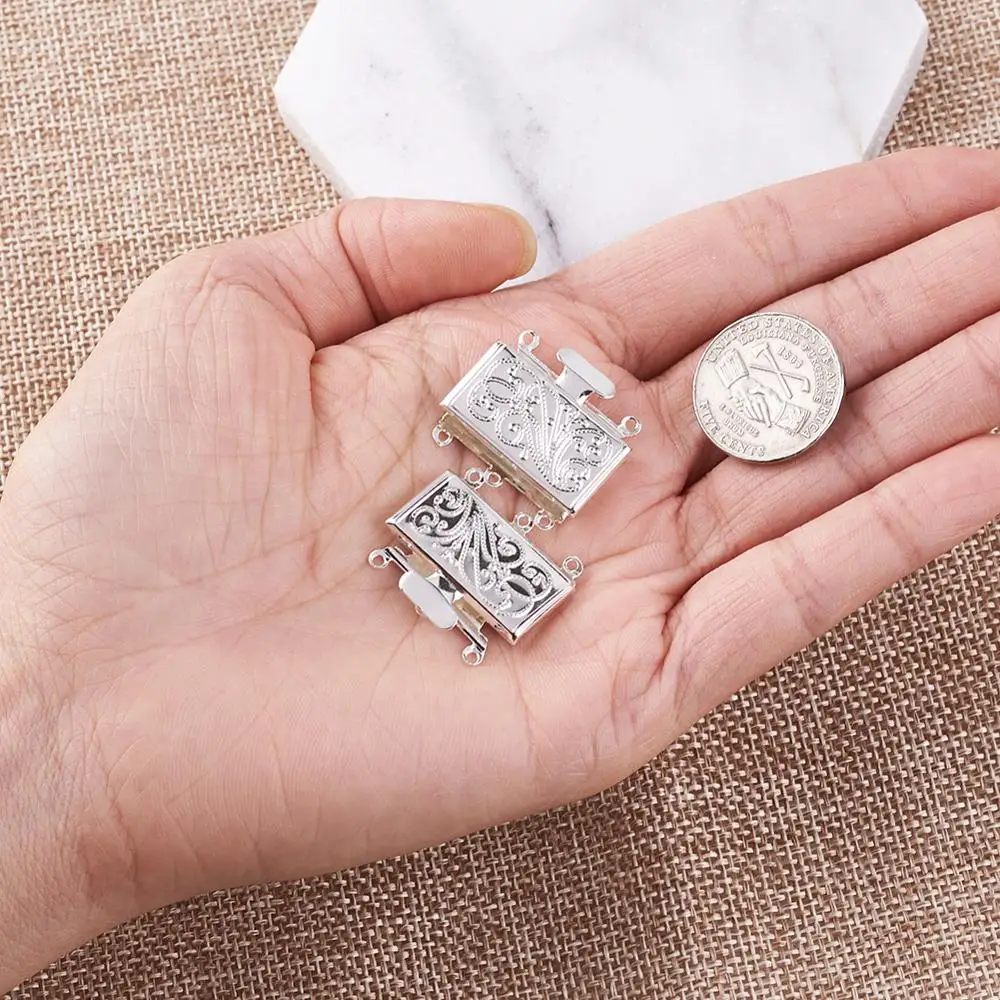 Застежки для ювелирных изделий из латуни 2 комплекта многожильные прямоугольные