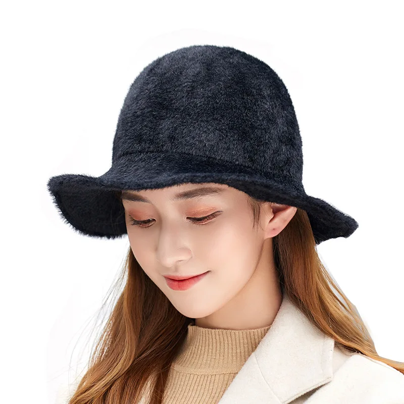 

Autumn and Winter Female Fisherman Hat Korean Solid Color Fashion Hat Ladies Casual Warm Wild Big Brim Hat