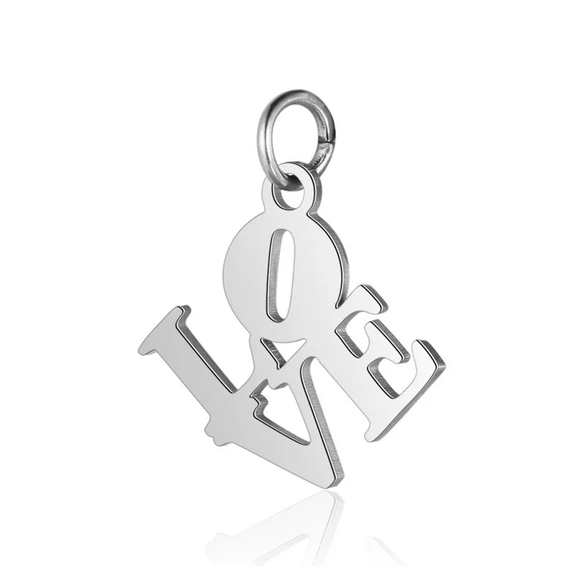 

5PCS/lot 16x19mm 100% Stainless Steel LOVE Letters Charms Pendants Gold Color For Bracelet Necklace DIY Jewelry Making Handmade