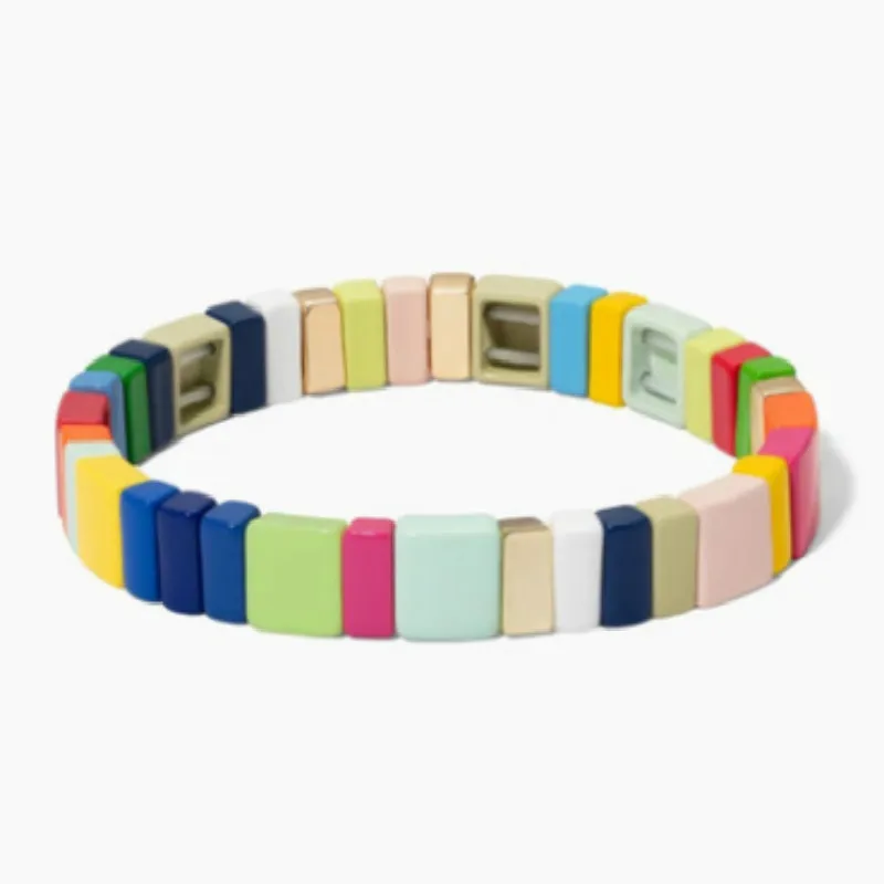 

Friendship Bracelets Tile Bracelet Rainbow Jewelry Women Pulseiras Mujer Candy Beads Boho Summer Stretch Bracelets