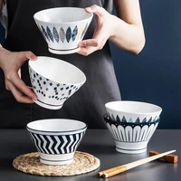 450ml 5 inch ramen bowl ceramic bowl anti scalding household fruit salad bowl creative specialty restaurant tableware